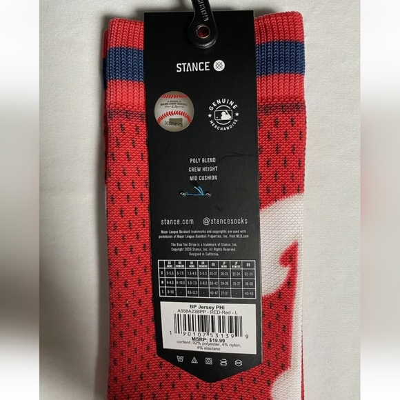 NWT Men's Philadelphia Phillies BP Jersey Stance Crew Socks - Picture 3 of 6